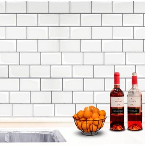 3D Three Dimensional Self-adhesive Crystal Adhesive Wall Paste Amazon Mosaic White Ceramic Tile PU