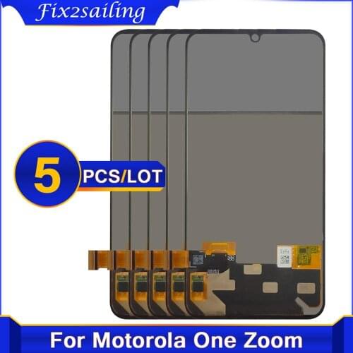 5Piece Original 6.39'' for Motorola Moto One Zoom LCD Display Touch Screen Digitizer Assembly for Moto One Pro LCD XT2010 Screen