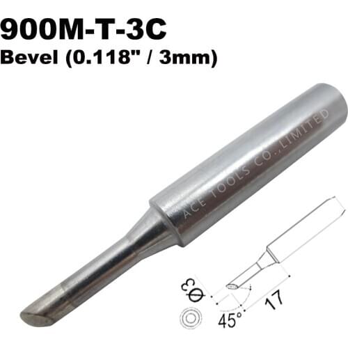 5 PCS Soldering Tip 900M-T-3C Bevel 3mm for Hakko 936 907 Milwaukee M12SI-0 Radio Shack 64-053 Yihua 936 X-Tronics 3020 Iron Bit