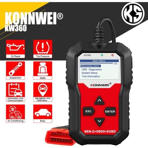 KONNWEI KW360 Obd2 Car Scanner Obd 2 Auto Diagnostic for Mercedes-Benz Full Systems Diagnostic Tool W212 ABS Airbag Oil Reset