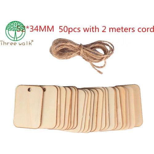 50Pcs/lot Thin Blank Square Raw Wooden Chips Diy Jewelry Accessories Fit Handmade Decoration