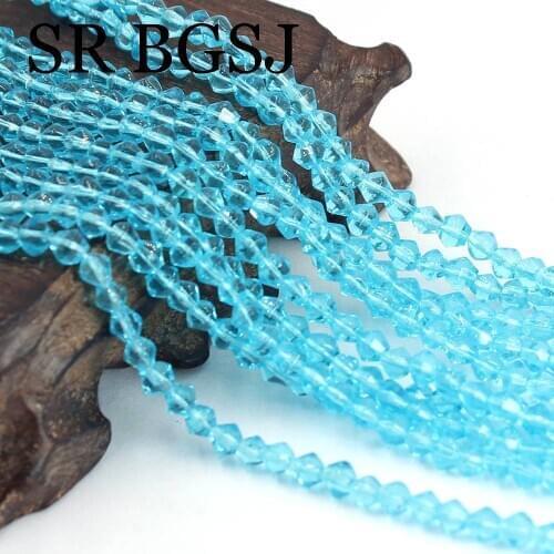 Free shipping 5Strands 4x4mm Bicone Shape Glass Jewelry Making DIY Beads 15inch