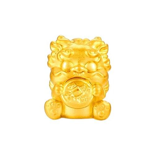 Pure 24K Yellow Gold Bracelet 3D Hard Gold Dragon Son Pixiu Coin Bracelet For Children