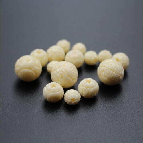 20 pieces/lot) Carved flowers beads Artificial Coral beads 6mm 8mm 11mm Beige color for Jewelry making