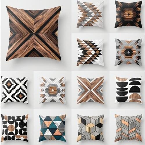 Wood Background Mable Throw Pillow Case Geometry Ethnic Tribal Pattern Cushion Covers for Home Sofa Chair Decorative Pillowcases