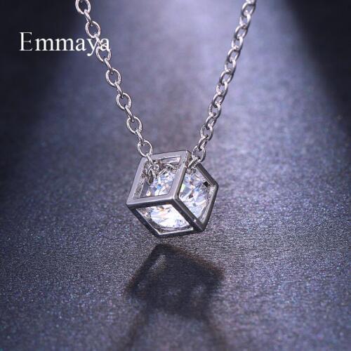 Emmaya New Arrival For Women Delicate Necklace Small Box Filled With Transparent Tiny Zirconia Jewelry Fashion Statement