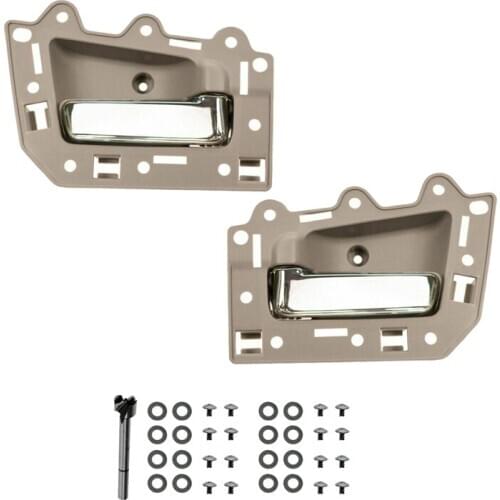 2Pcs Rear Left & Right Inside Interior Door Handle Set for 2005-2011 Jeep Grand Cherokee Beige & Chrome