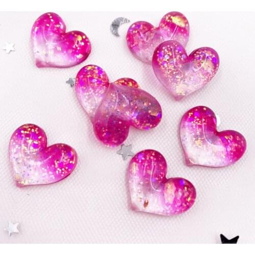 Colorful Glitter Bepowder Resin Crystal Heart Flatback Rhinestone Scrapbook DIY Christma Home Figurines Craft