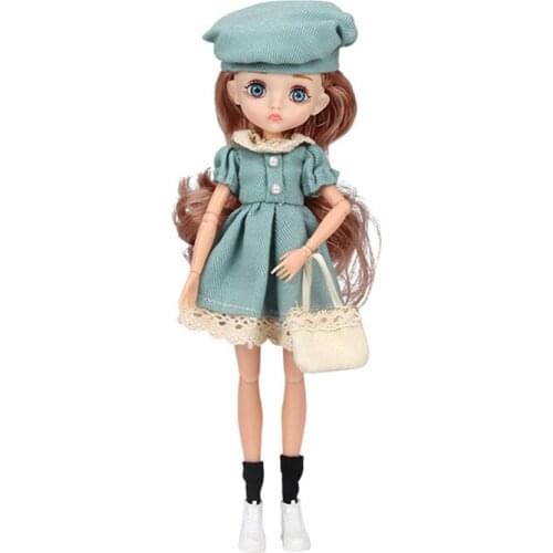 30cm Doll with Princess Dress Hat Handbag Blue Eyes 1/6 Girl Doll With Full Set Outfits DIY Dress Up Toys Best Gifts Collection
