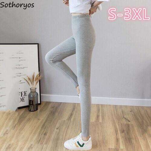 Women Leggings Thread Trousers Student Large Size 3XL Trendy Solid Simple Outwear Thicken Basic Winter Cold-resistant Legging