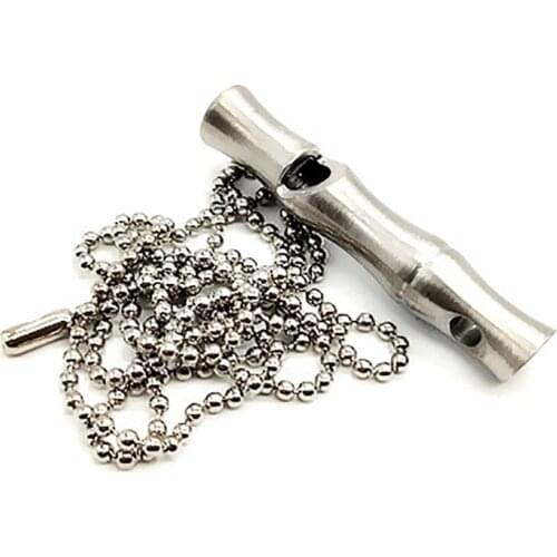 Outdoor Camping Lightweight High Decible Stainless Steel Whistle With Chain 54mm Mini Survival Emergency Cheerleading Whistle