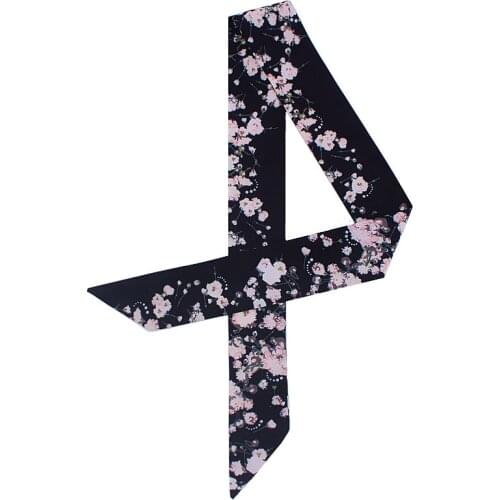 Fashion bag scarf floral silk scarf luxury brand lady scarf shawl skinny long strip tied handbag ribbon womens turban scarf MQ8