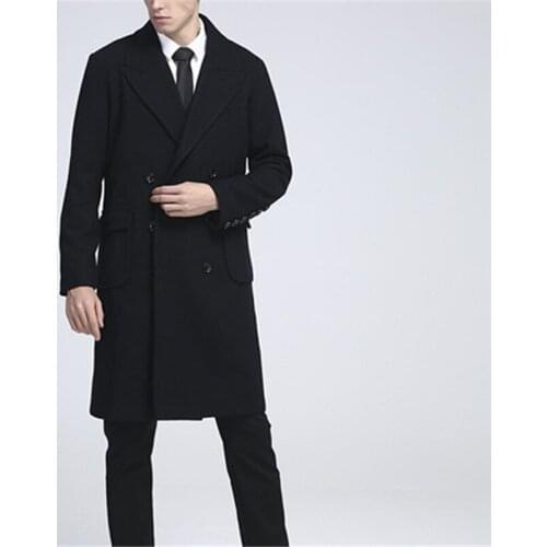 Winter Mens Coats Medium Length Business Plus Size Overcoat Woollen Jacket Double Breasted Wool Trench Super Large Size 9XL