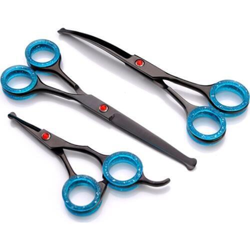 3 kit Professional 6.5 inch japan Round head Black Pet dog grooming hair scissors cutting shears barber hairdressing scissors