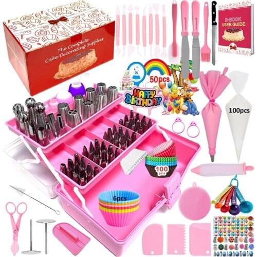 359Pcs Cake Dessert Decorating Tip Supplies Kit with Storage Box Cake Decoration Tools Baking Accessories
