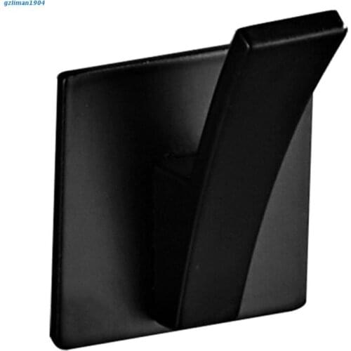 P15D Modern Wall Mounted Black Metal Hook Key Plug Holder Self-Adhesive Square Organizer Multifunction Jewelry Clothes Towel for