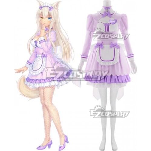 Nekopara 4 Coconut Maid Lolita Dress Purple Skirts Girls Women Dress Halloween Party Adult Dress Suit Cosplay Costume E001