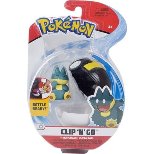 Genuine Pokemon Clip N Go Battle Ready Figure Set Munchlax with Ultra Ball PokeBall