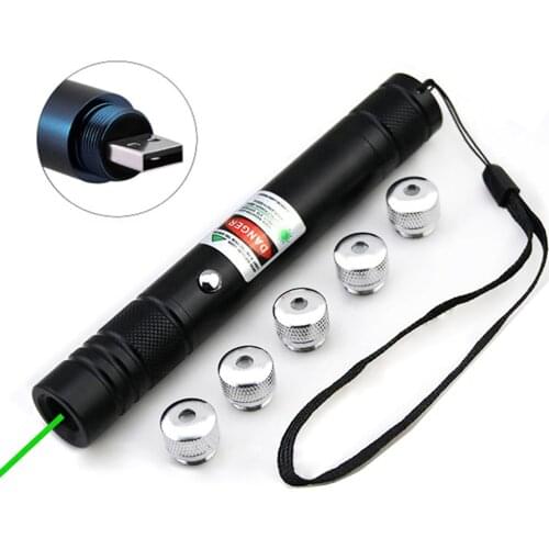 Portable high-power USB charging green laser 8000m 5 milliwatt adjustable focus laser sight embedded laser cap red laser view