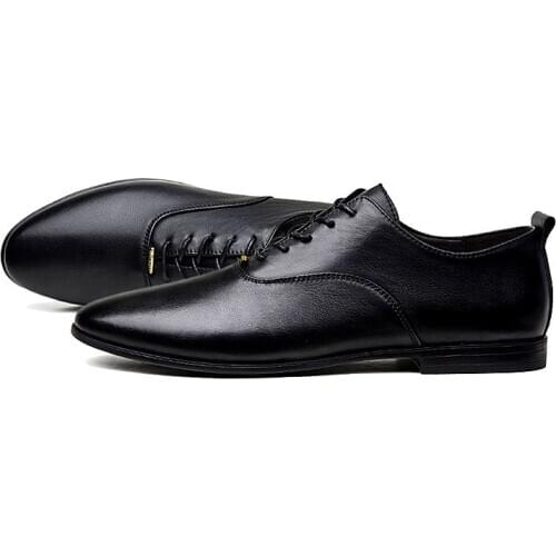 Casual real trend shoes flat leather mens male heel zapatos hombre mens casual for genuine Mens de vestir causal black fashion