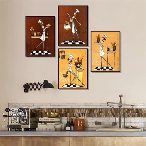 Nordic Female Chef Canvas Wall Art FigurePainting Women Cook Posters And Prints Creative Pictures For Home Dinning Kitchen Decor