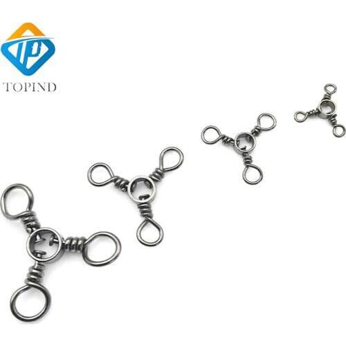 TOPIND 20pcs 1# 2# 3# 4# 3 way swivel fishhooks accessories 3-way fishing swivels solid rings connector fishing accessories