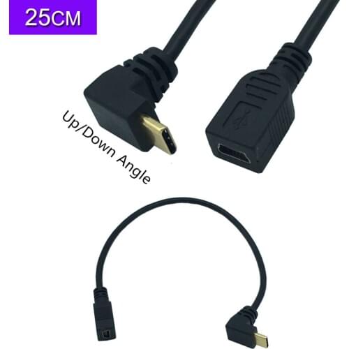 Up/Down Angle USB-C Charging Cable, Duttek USB 3.1 Type C Male to Mini USB (Mini B) Female Converter Cable Cord