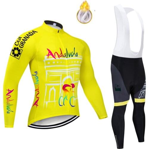 Winter 2021 Andalucia Cycling Team Jersey 20D sportswear MTB Bike Pants Men Ropa Ciclismo Thermal Fleece BiCycling Jacket