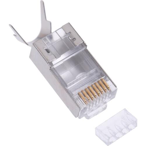 10Pcs Cat7 RJ45 connector 1.3mm cat 7 crystal plug shielded FTP RJ45 modular connector