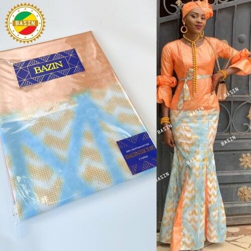 2021 Unique Design Guinea Bazin Riche Laces Fabric For Gambia Bride Or Bridesmaids Evening Gowns 100% Cotton Bazin Riche Fabrics