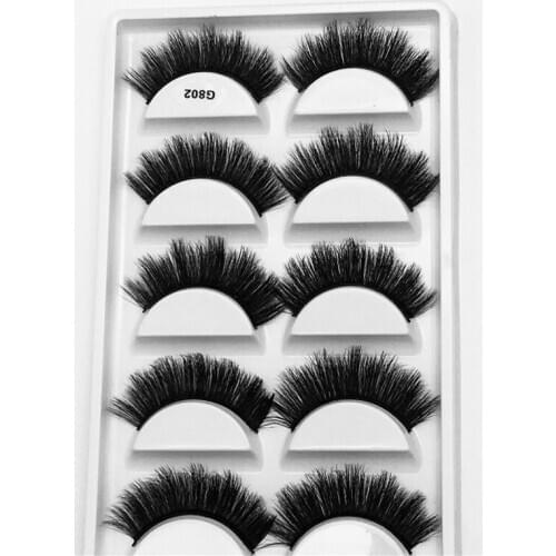 5 Pairs Thick Curling 3D False Eyelash Mink Hair False Eyelashes Natural Makeup