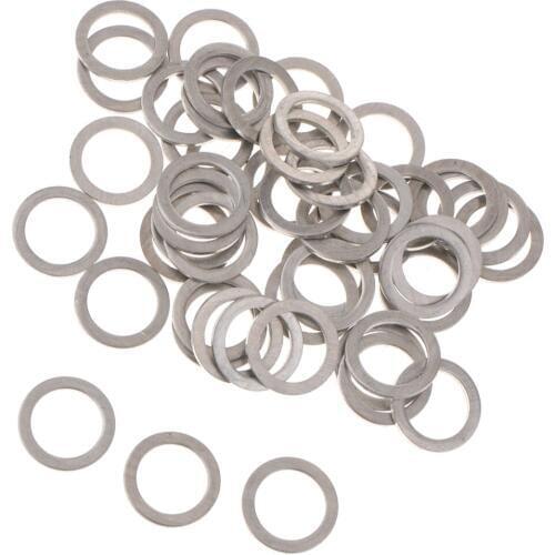 50 Pieces Automotive Aluminum Oil Drain Plug Gasket Washers Assortment for Mazda 14MM