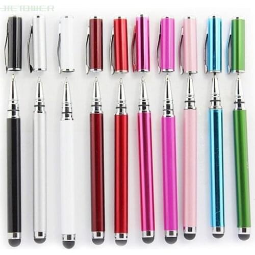 500pcs/lot 2in1 Ball Point Capacitive Pen Touch Screen for IPhone 8 Ipad Samsung Galaxy Tablet PC Smart Phone