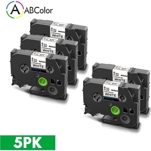 5PK TZe 211 Labels For Brother TZe-211 tze211 Label Tape 6mm Black on White For Brother PT-D200 PT-D210 Label Maker TZe 211