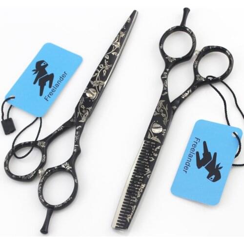 6.0" Black pattern Paint hairdressing scissors hair cutter scissors haircut scissors barber kit professional pro hair clippers