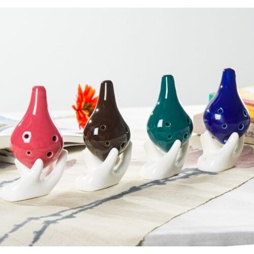 6 Holes Ocarina Medium Tone C Key Musical Solid Color Holiday Gifts National Style Souvenir Orff Instruments with Lanyard 2021