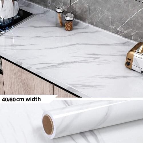 60cm Width Marble For Walls In Rolls Vinyl Self Adhesive Waterproof Wallpaper Contact Paper Wall Stickers Film Kitchen Home Deco