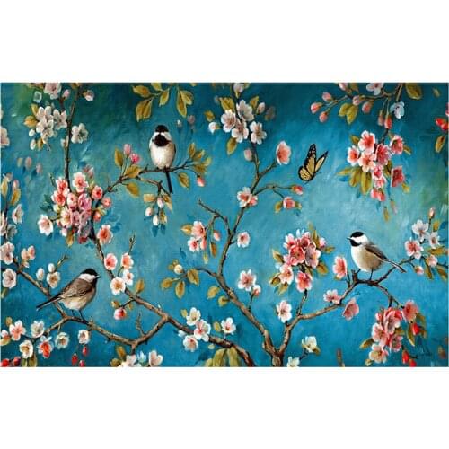 Diy 5d diamond painting flower and bird full square round diamond mosaic embroidery pattern Living room home decor animals