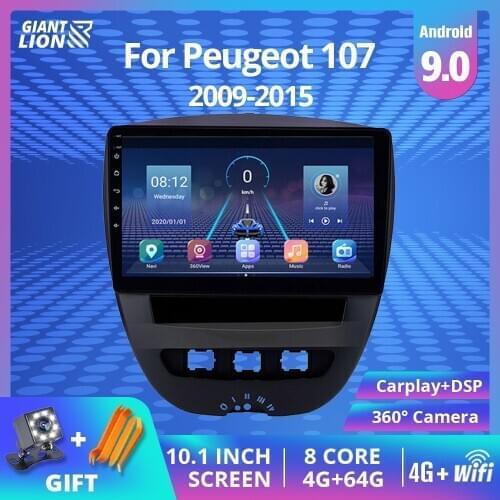 2DIN Android 9.0 Car Radio For Peugeot 107 Toyota Aygo Citroen C1 2005-2014 Multimedia Video Player Car Stereo GPS Navigation BT