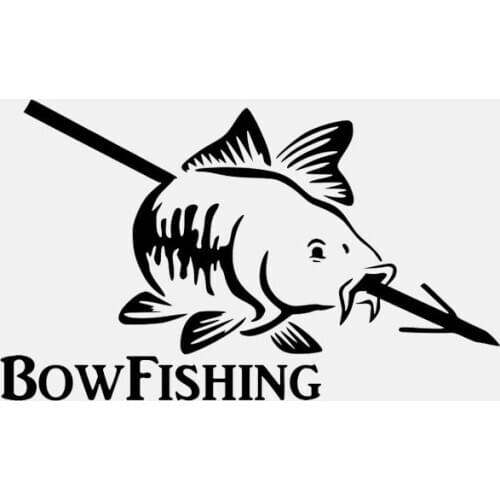 Car Sticker Fun Bow Fishing Car Sticker Arrow Tsui Bowfish Carp Car Sticker Creative Waterproof Black/White, 16cm*10cm