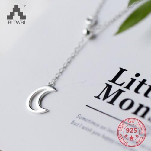 Factory Price 100% 925 Sterling Silver Fashion Minimalism Hollow Crescent Moon Pendant Necklace Fine Jewelry for Female