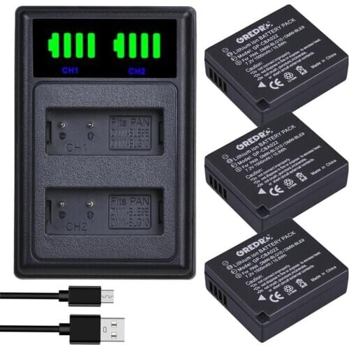 DMW-BLG10 DMW BLG10 DMW-BLE9 BLE9E Battery + LED Dual Charger with type-C port for Panasonic LUMIX GF5 GF6 GX7 LX100 GX80 GX85