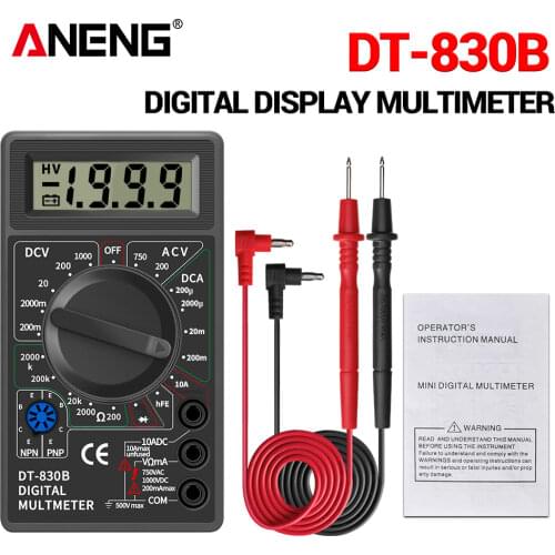 DT830B Mini Multimeter LCD Digital Multimetro For Volt Amp Ohm Tester Meter Voltmeter Ammeter Overload Protection With Probe