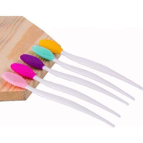 5pcs 2-1 Double-Sided Silicone Exfoliating Lip Brush Tool Silicone Wash Face Exfoliating Blackhead Facial Cleansing Brush Tool