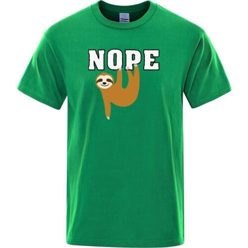 T-shirt For men Summer Brand Short Sleeve Nope Folivora T shirt Casual Cartoon Lazy sloth Tee shirt Harajuku Kawaii Mens Tops