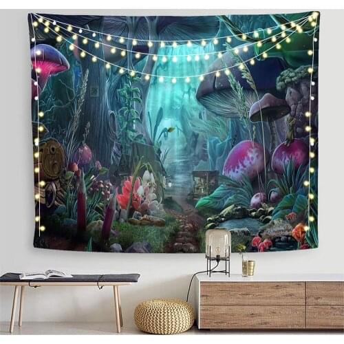 Mushroom Indian Mandala Tapestry Wall Hanging Bohemian Gypsy Psychedelic Tapiz Witchcraft Tapestry Bedroom Home Décor