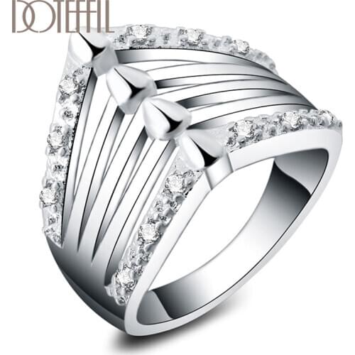 DOTEFFIL 925 Sterling Silver AAA Zircon Crystal Ring Man For Women Fashion Wedding Engagement Party Gift Charm Jewelry