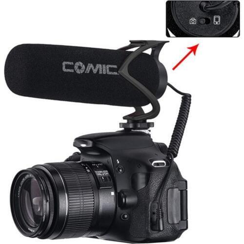 Comica Cvm-V30 Lite Microphone with Super-Cardioid Polar Pattern Cold-Shoe Design Condenser Mic for Smartphone Camera Black