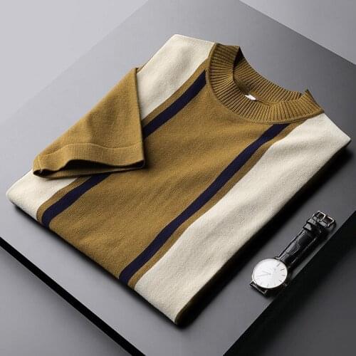 Classic Autumn Winter Mens Sweaters Luxury Mock Neck Short Sleeve Computer Knitted Male Sweater Fit Pullovers Man Sweaters