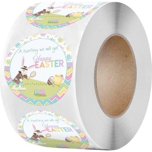 500Pcs Cute Easter Rabbit Egg Happy Easter Stickers Self Adhesive Sticker Label For Easter Party Kids Gifts Bag Box Decor Tags